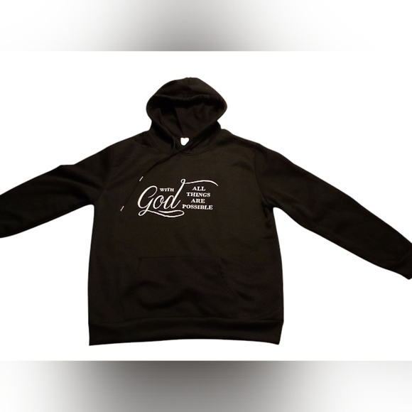 Christian Clothing - NWOT Drawstring Hoodie, "With God All Things Are Possible" - Picture 12 of 12